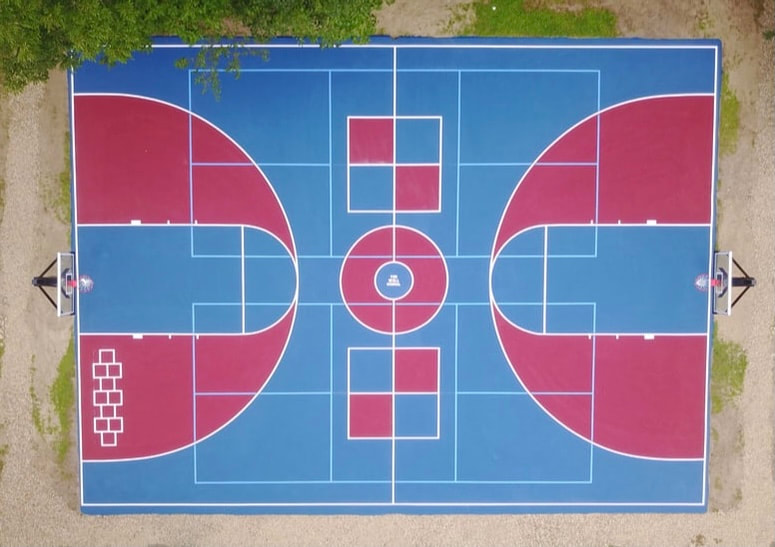 Xây sân bóng rổ - pickleball cao cấp 8 lớp sơn có 10% Hạt Cao Su TopSports trên nền ciment